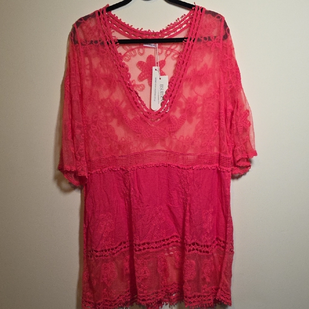 Viral Pink Lace Swim Coverup. This Color Sold Out!